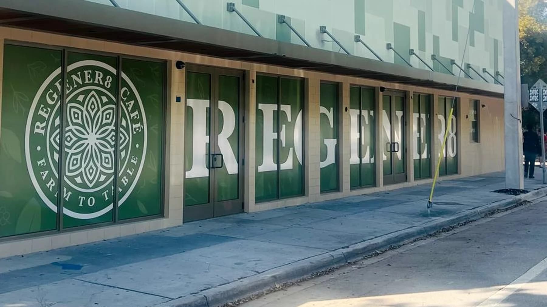 The Regener8 Café frontage on NW 2nd Ave, Wynwood